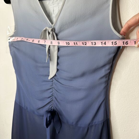Jill Stuart 100% Silk Gray Navy Ombre Sleeveless Sheer Dress VNeck Side Zip 2 - Picture 12 of 12